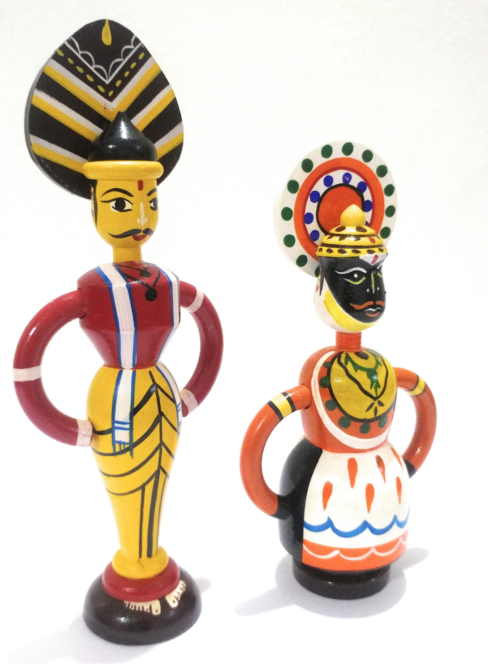 Milana Crafts Handcrafted Wooden Yakshagana Dolls – 18 cms – Milana Crafts
